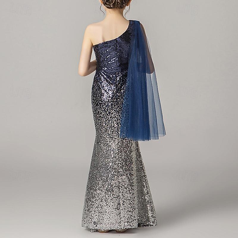 Girls' 3D Solid Color Party Dress Sleeveless Summer Performance Party Birthday Princess Beautiful Sweet Kids 4-12 Years Party Dress Fishtail Dress Maxi Regular Fit3