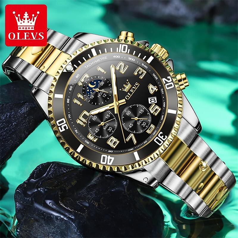 New Olevs Ole Trend Fashion Men'S Watches Calendar Luminous Chronograph Moon Phase Three Hands Multifunction Quartz Watch Waterproof Sports Men'S Wristwatch4