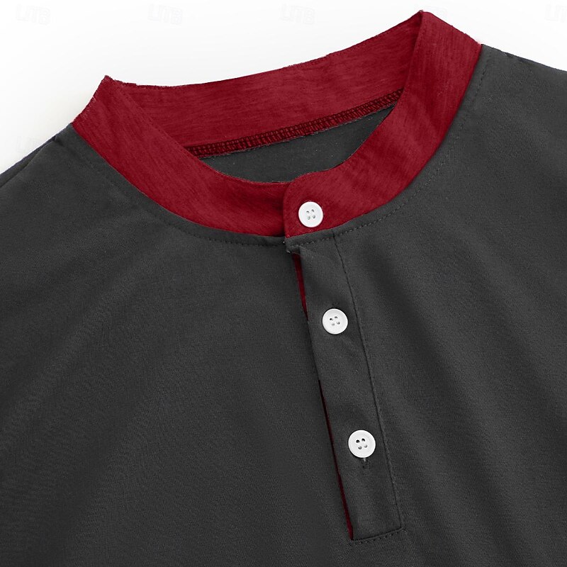 Men's T shirt Tee Henley Shirt Tee Top Plain Henley Street Vacation Short Sleeves Clothing Apparel Fashion Designer Basic4