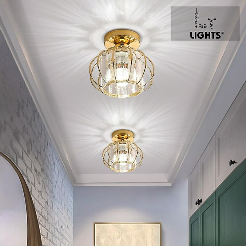 L.T LIGHTS LED Ceiling Light Industrial Cage Style Chandelier Flush Mount Lights Metal Modern Style Painted Finishes Ceiling Lamp for Corridor 110-240V2