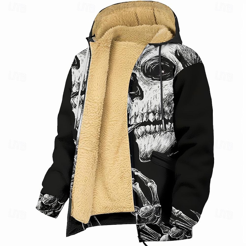 Men's Skull Hoodie Hoodies Sweatshirt Punk Fashion Long Sleeve Crew Neck Black Fall Winter Designer