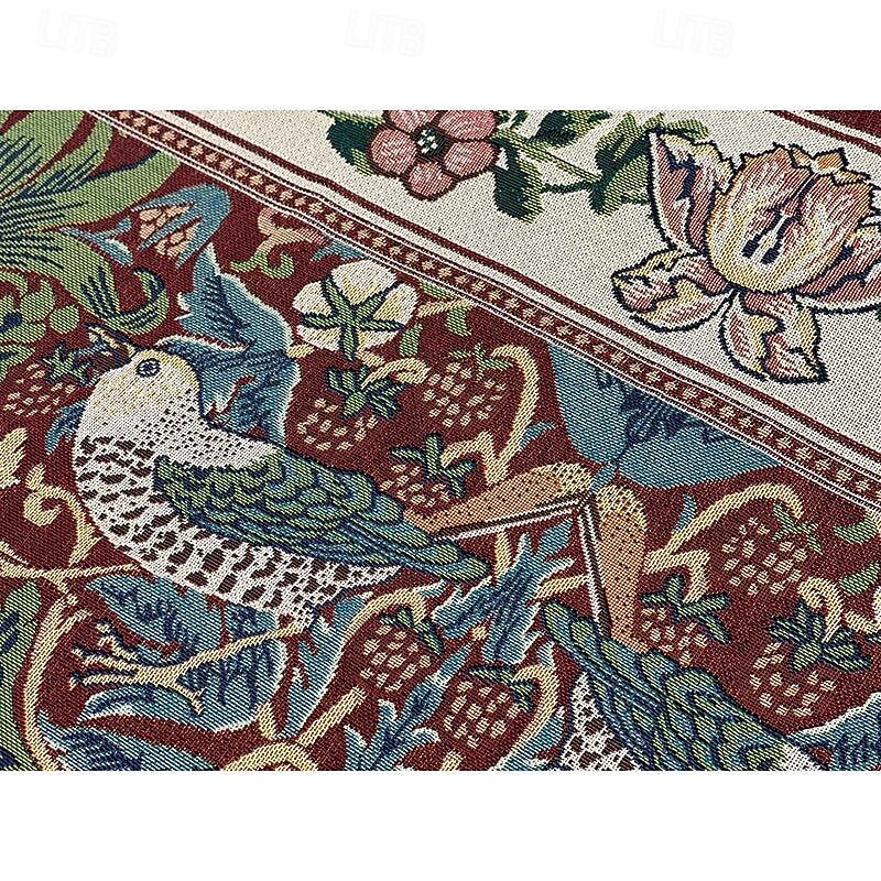 Jacquard Woven Tapestry Gobelin Aubusson Wall Hanging Strawberry Thief Begian Wall Tapestry Loom Cotton Weave Living Room Bedroom Decoration(without Stick and Tassels)3