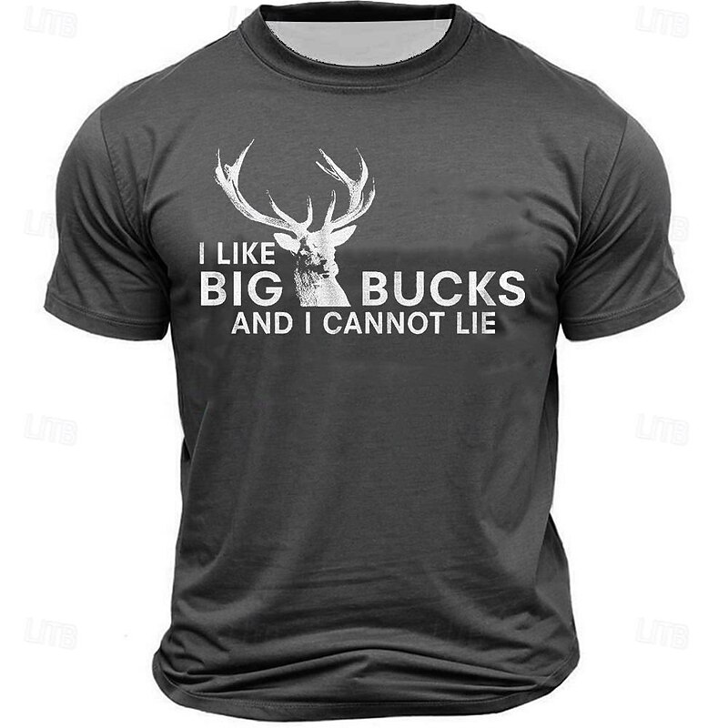 Men's Funny 'I Like Big Bucks' Pun T-Shirt - Deer Hunting Graphic Tee Short Sleeve2