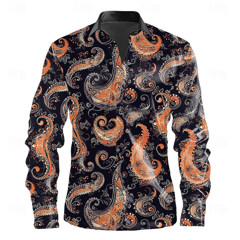 Men's Shirt Dress Shirt Button Up Shirt Long Sleeve Fashion Casual Causal Casual Summer Spring Fall Turndown Collared Shirts Button Up 3D Print Purple Orange4