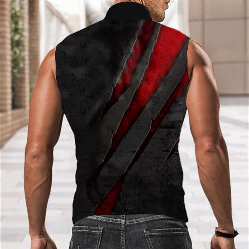 Men's Shirt Western Shirt Cowboy Shirt Sleeveless Abstract Western Style Outdoor Work Causal Summer Spring Shirt Collar Black2