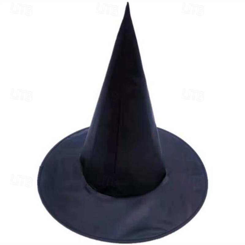 Halloween Witch Hat - Black Polyester Taffeta, 38x36CM Magical Costume Prop for Makeup and Dress-Up2