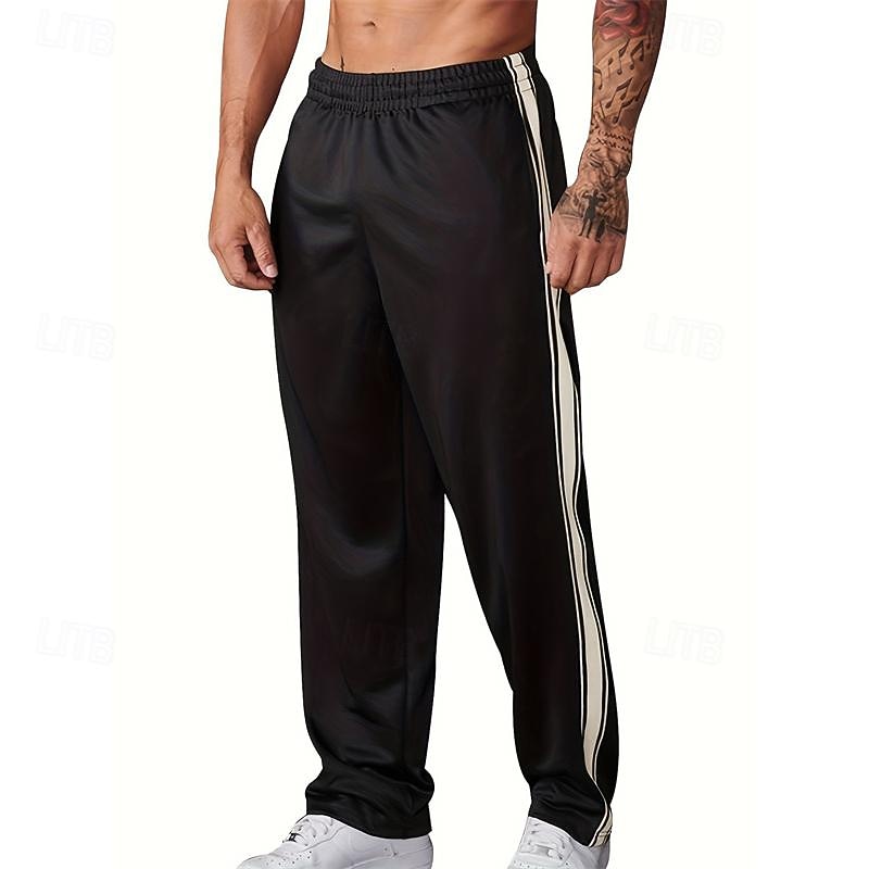 Men's Sweatpants Trousers Straight Leg Sweatpants Patchwork Pocket Elastic Waist Color Block Comfort Sports Outdoor Daily Fashion Casual Black Wine Micro-elastic4