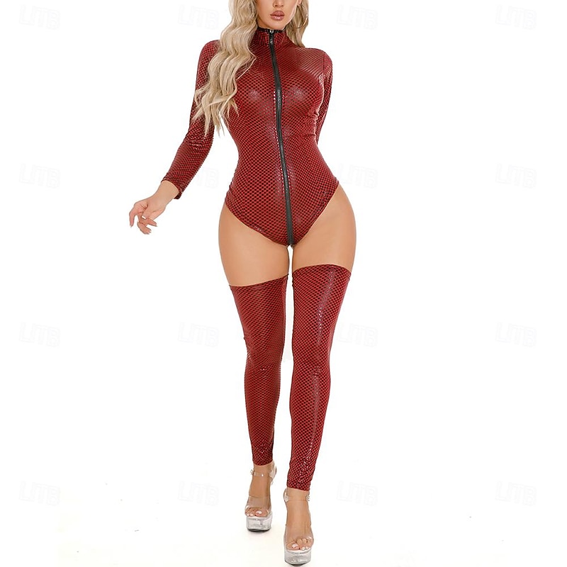 Pole dance Leotard / Onesie Printing Plaid Splicing Women's Performance Training Long Sleeve High PU3
