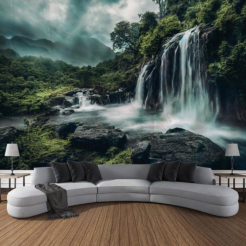 Nature Cascade Hanging Tapestry Wall Art Large Tapestry Mural Decor Photograph Backdrop Blanket Curtain Home Bedroom Living Room Decoration2