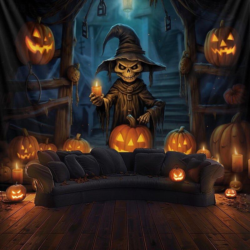 Halloween Decorations Hanging Tapestry Scarecrow Pumpkin Wall Art Large Tapestry Mural Decor Photograph Backdrop Blanket Curtain Home Bedroom Living Room3