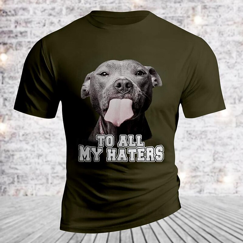 Men's Animal Dog Letter Print T Shirt Tee Top Cotton Short Sleeve Graphic Shirt Black Army Green Comfortable Tee Street Sports Outdoor Fashion Designer Clothing4