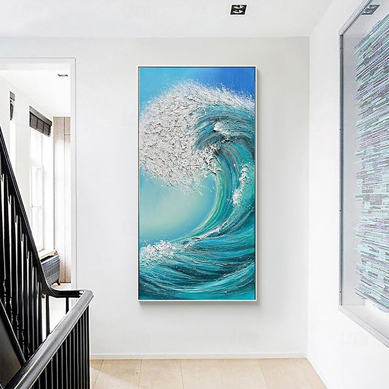 Handmade Oil Painting Canvas Wall Art Decoration Modern Abstract Texture Sea Wave Landscape for Home Decor Rolled Frameless Unstretched Painting4