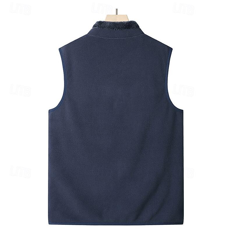 Men's Hiking Vest Hiking Fleece Vest Sleeveless Top Outdoor Thermal Warm Fleece Lining Comfortable Winter Pocket Polyester Dark Grey Black Dark Blue Hunting Fishing Climbing2