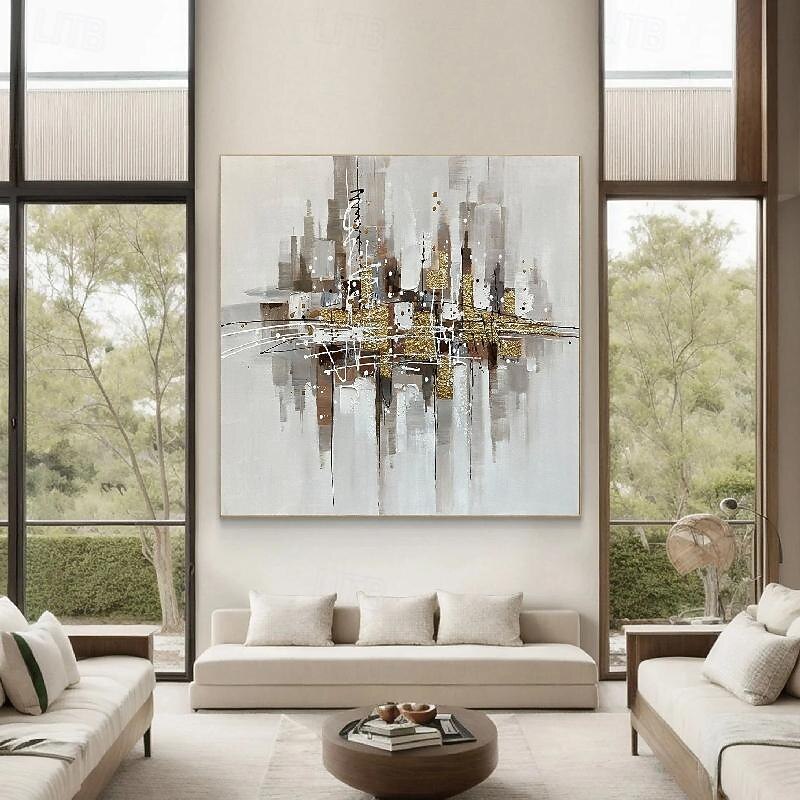 Oversized city Painting handmade Gray Abstract Painting Black And Golden Canvas Art Modern Painting Large Artwork Abstract gold painting for Wall Art Living Room Art2