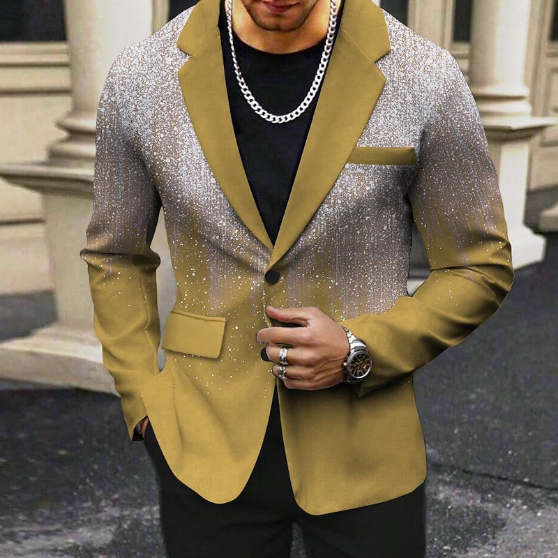 Men's Gradient Long Sleeve Turndown Business Abstract Casual Work Wear to work Going out Buttons Print Multi Pocket3