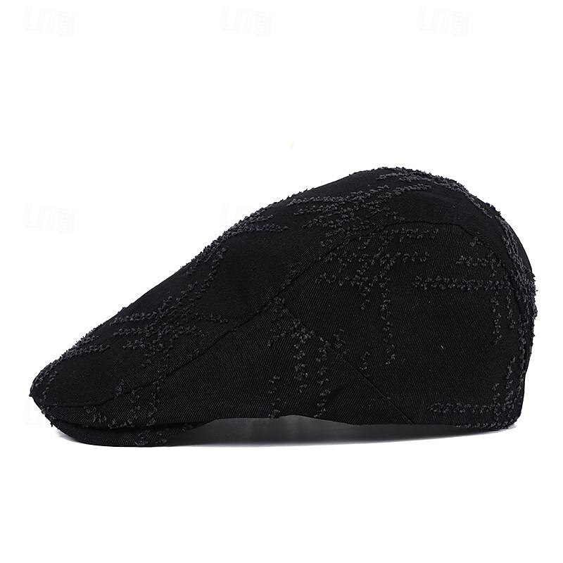Men's Flat Cap Ascot Hat Newsboy Hat Black Orange Cotton Fashion Casual Street Daily Plain Adjustable Sunscreen Breathable3