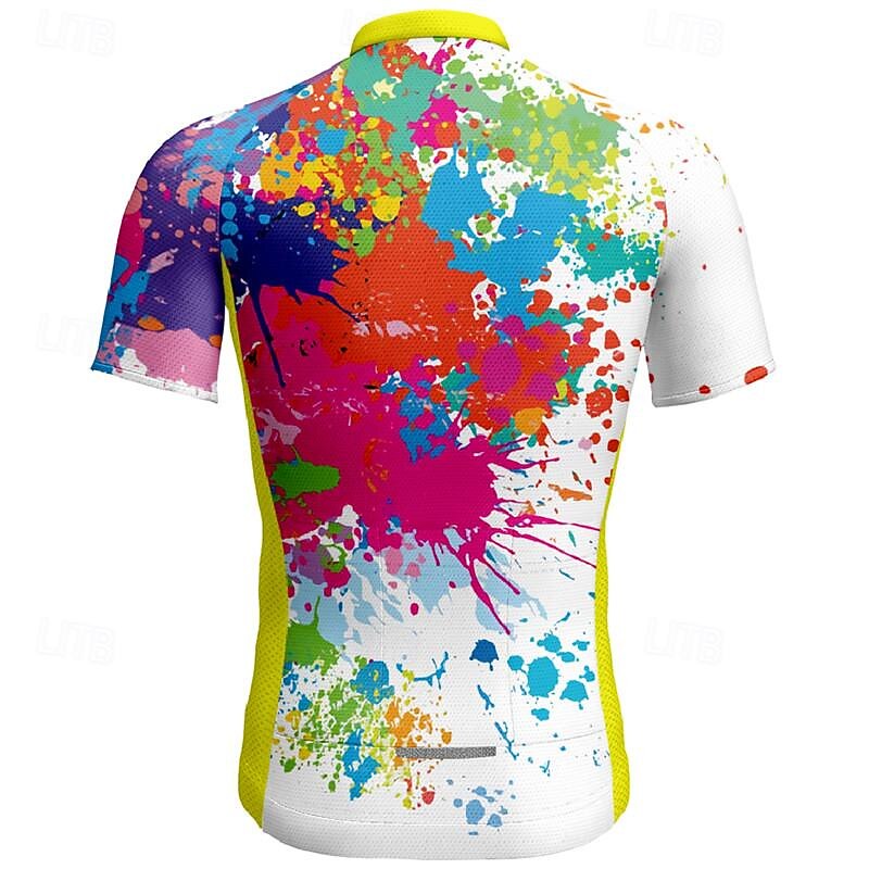 Men's Cycling Jersey Graffiti Short Sleeve Bike Tee Tshirt Jersey with 3 Rear Pockets Mountain Bike MTB Quick Dry Anatomic Design Wicking Breathable Sports White Yellow Blue Clothing Apparel3