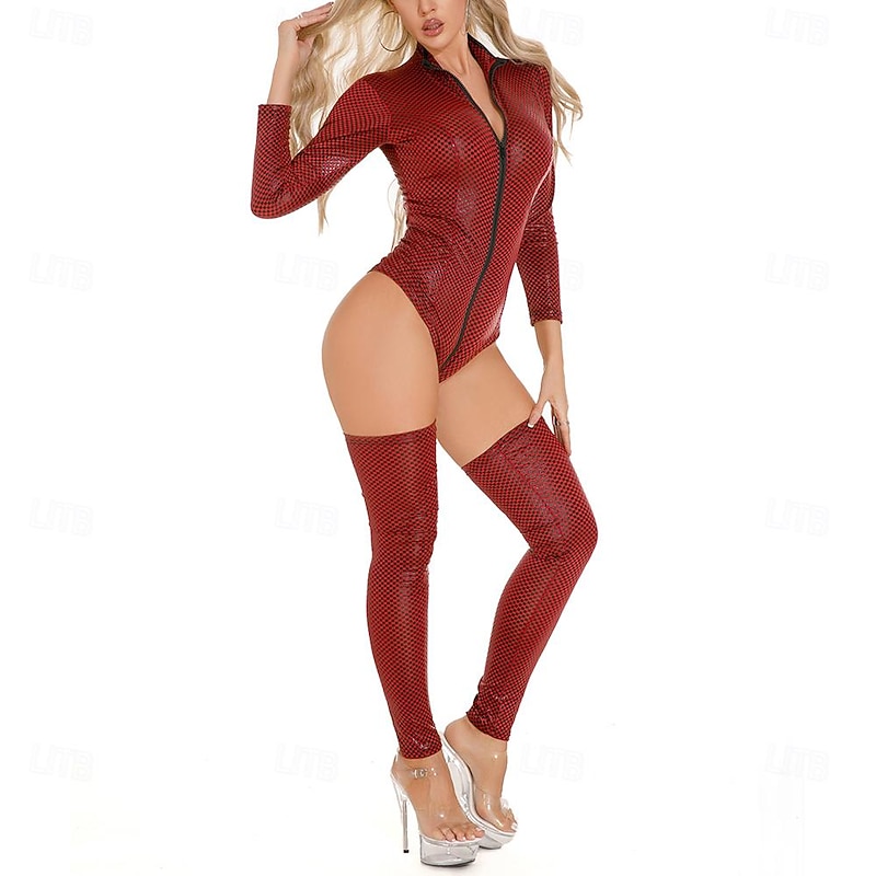 Pole dance Leotard / Onesie Printing Plaid Splicing Women's Performance Training Long Sleeve High PU4
