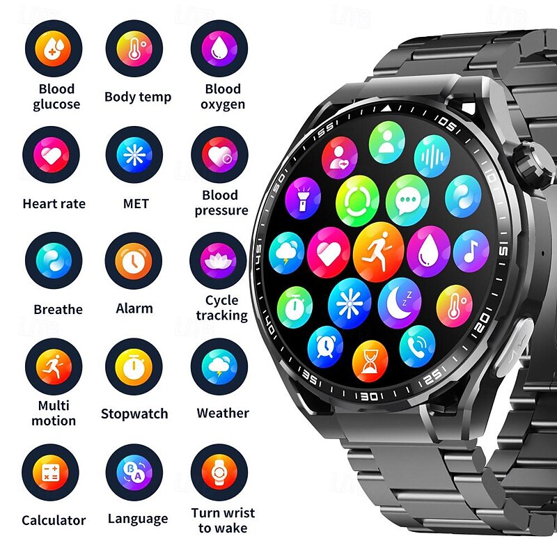 696 F200 Smart Watch 1.55 inch Smart Band Fitness Bracelet Bluetooth Pedometer Call Reminder Sleep Tracker Compatible with Samsung Men Hands-Free Calls Message Reminder IP 67 46mm Watch Case3