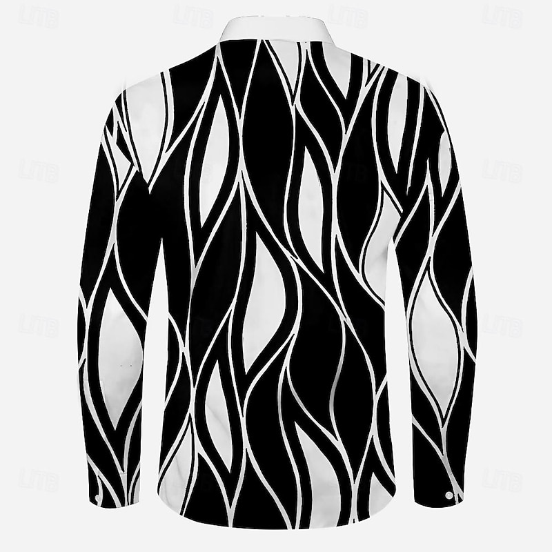 Men's Striped Geometric Pattern Shirt Dress Shirt Button Up Shirt Long Sleeve Business Casual Daily Fall Winter Spring & Summer Turndown Button Up 3D Print Black Blue Green4