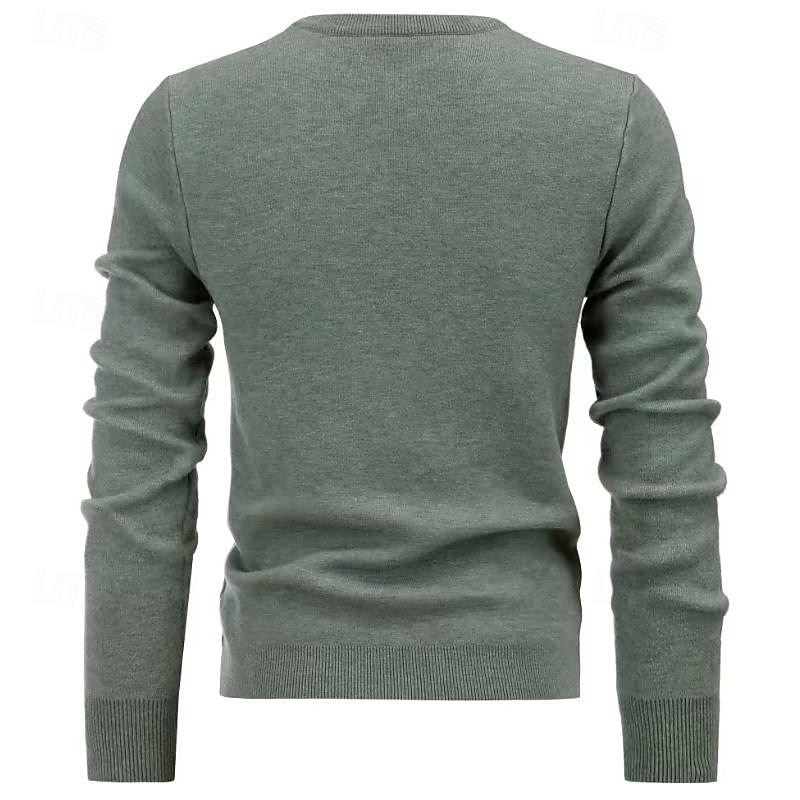 Men's Pullover Sweater Jumper Knit Sweater Ribbed Knit Regular Knitted Plain Crew Neck Fashion Basic Daily Wear Date Clothing Apparel Fall & Winter Black Green S M L2