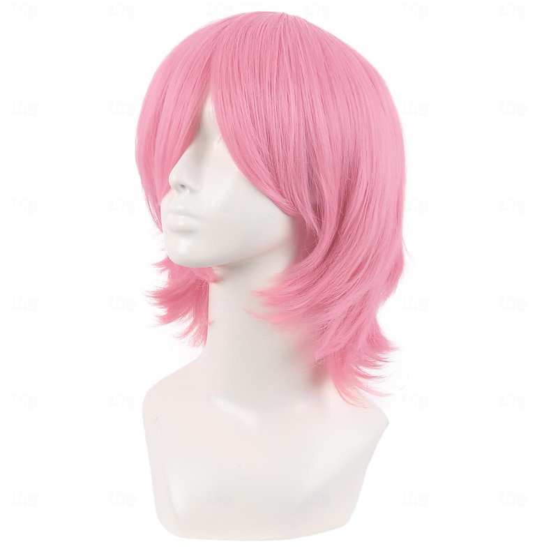 Short Cosplay Wolf Tail Synthetic Side Bangs Party Wig Halloween Cosplay Party Wigs2