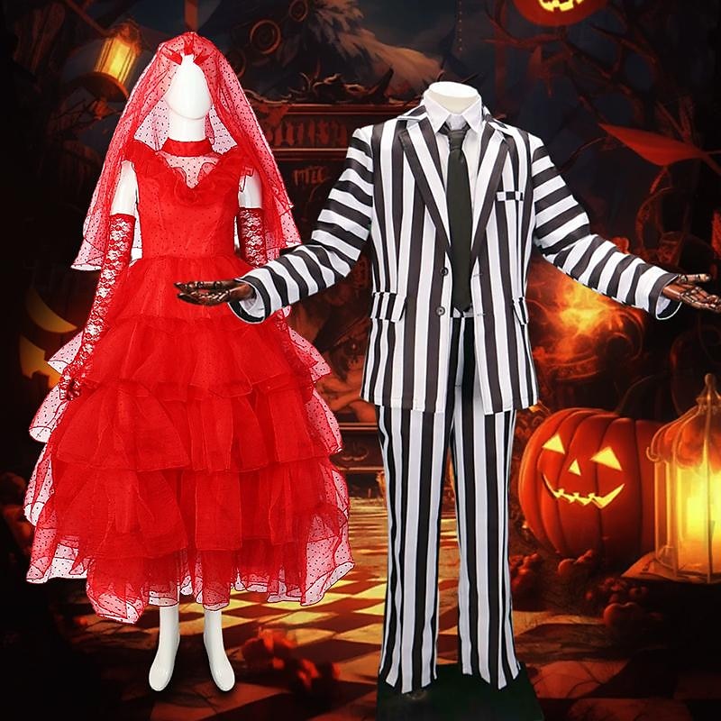 Zombie Lydia Deetz Halloween Cosplay Costume Halloween Group Couples Costumes Beetlejuice Beetlejuice 2 Classic & Timeless Adults' Men's Women's Halloween Carnival Masquerade Wedding Party Easy