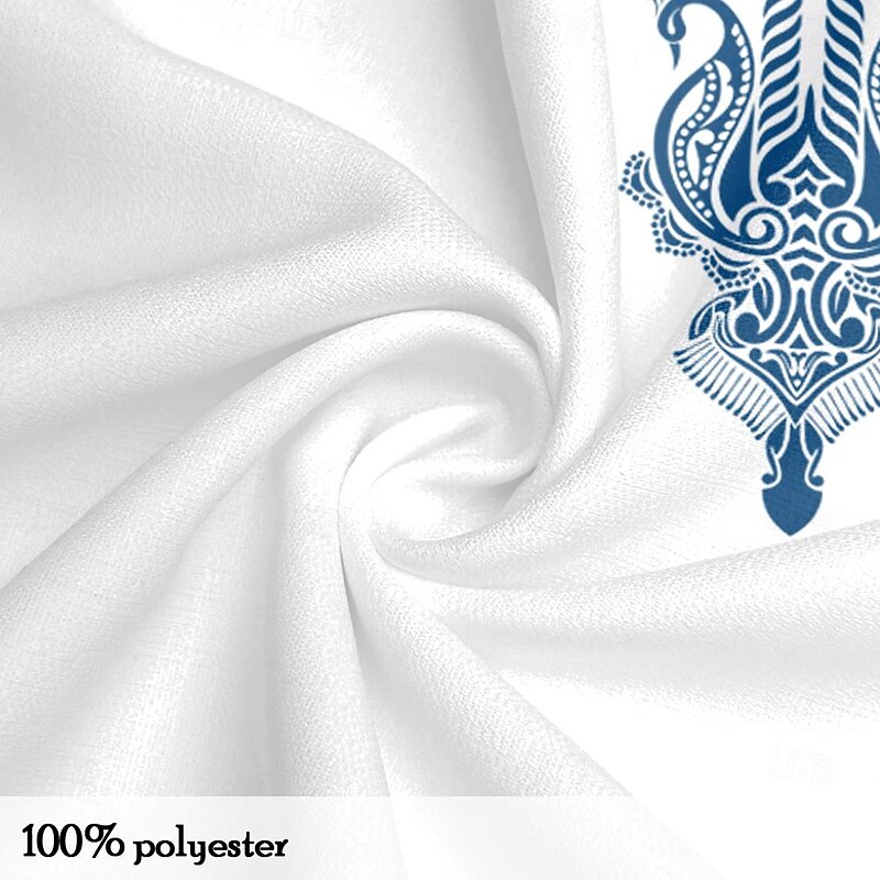 Men's Shirt Button Up Shirt Henley Shirt Long Sleeve Tribal Fashion Casual Vacation Causal Casual Summer Spring &  Fall Mandarin Collar Band Collar Buttons Print White Blue Green3