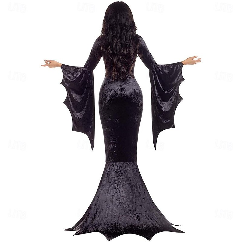Vampire Morticia Addams Halloween Cosplay Costume Cosplay Adults' Women's Carnival Masquerade Party Masquerade Easy Halloween Costumes Dress Up2