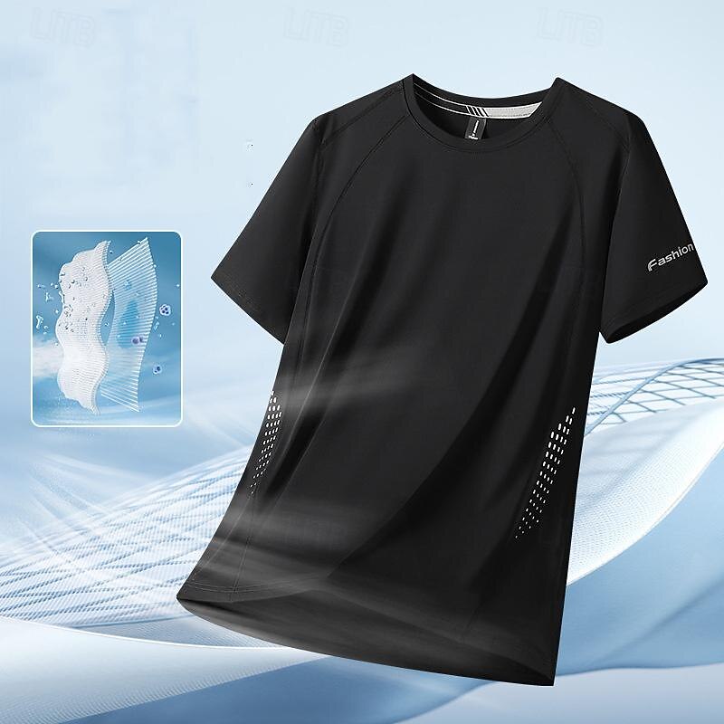 Men's T shirt Short Sleeve Crew Neck Tee Tshirt Muscle T-Shirt Short Sleeve Shirt Outdoor Quick Dry Workout Soft Sweat wicking Nylon Black White Blue Gym Climbing Camping / Hiking / Caving3