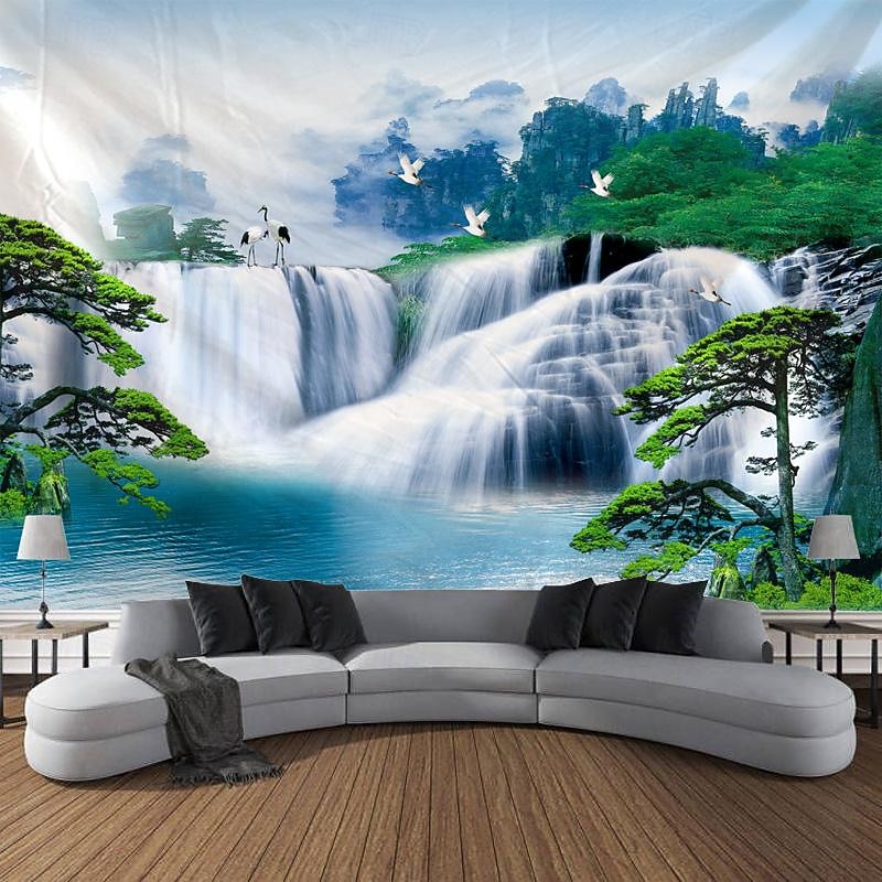 Chinese Landscape Painting Hanging Tapestry Wall Art Large Tapestry Mural Decor Photograph Backdrop Blanket Curtain Home Bedroom Living Room Decoration4