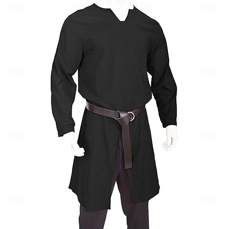Medieval Renaissance 17th Century Waist Belt Shirt Tunic Ranger Elven Archery Fancy Dress Men's Viking Fantasy Halloween Carnival Masquerade LARP Adults' Shirt Waist Belt All Seasons2