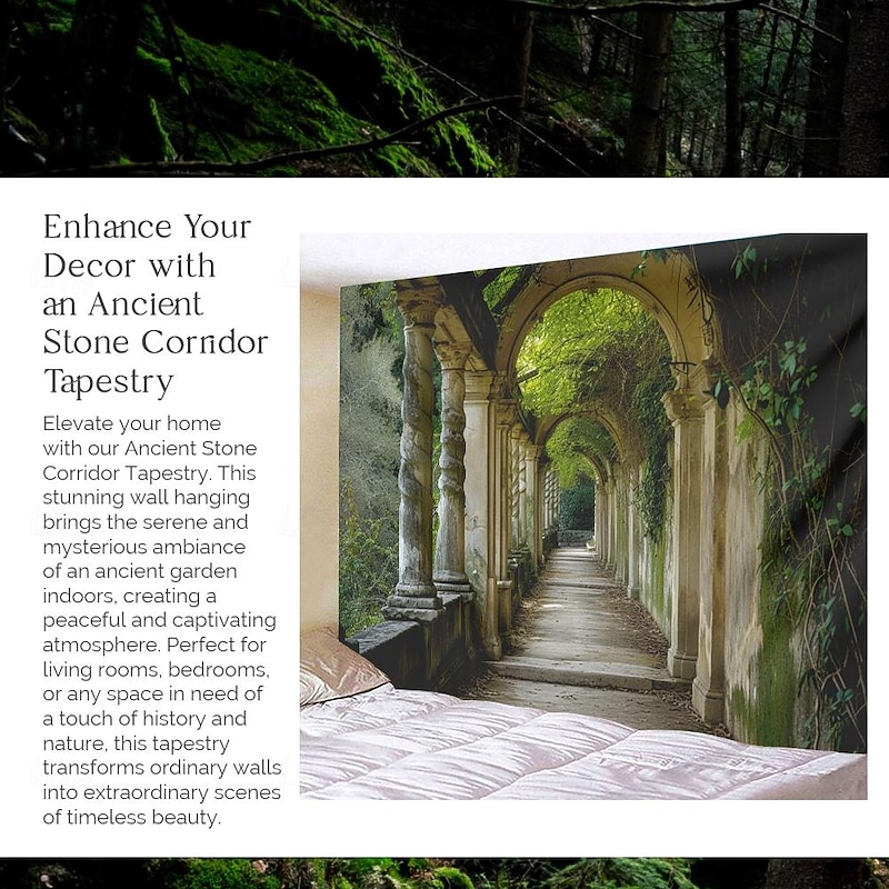 Cloister Forest Landscape Hanging Tapestry Wall Art Large Tapestry Mural Decor Photograph Backdrop Blanket Curtain Home Bedroom Living Room Decoration4