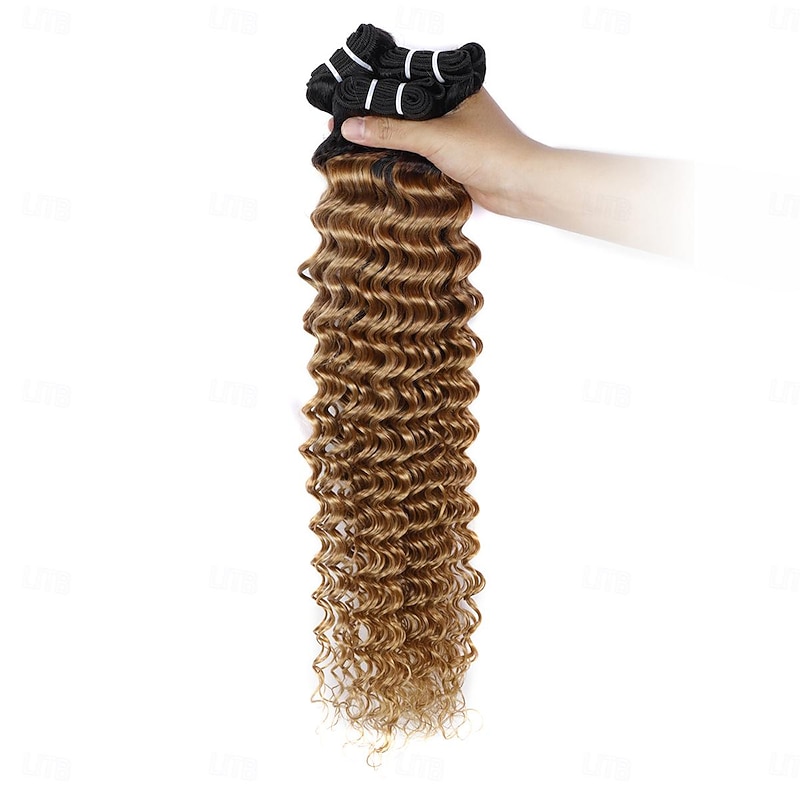 1 Bundles Hair Weaves Brazilian Hair T1B/27# Deep Wave Human Hair 16-28 Inch Color  Human Hair2