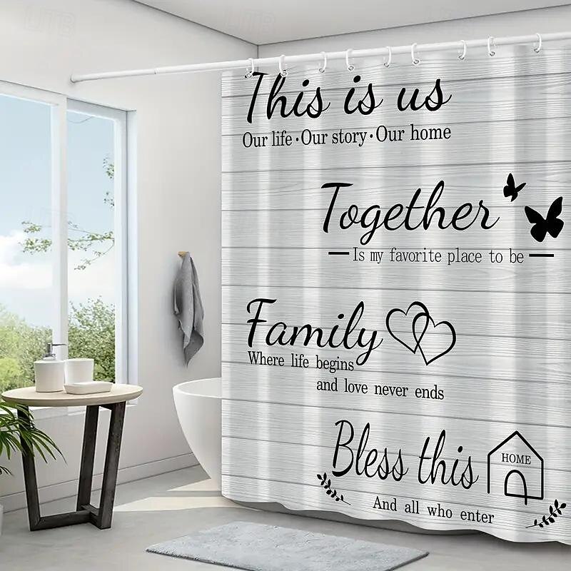 Shower Curtain with 12 Plastic Hooks 180cm*180cm(70"*70"),Watercolor Shower Curtain Set, Polyester Waterproof, Non-slip Floor Mat, Toilet Seat, Bathroom Mat, for Bathroom Bathtub Decoration3