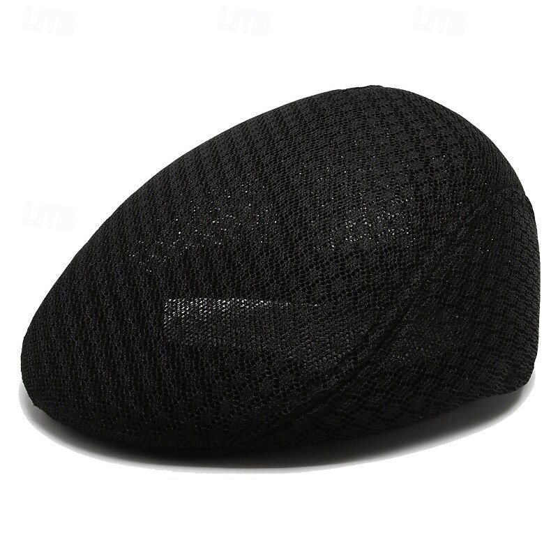 Men's Flat Cap Beret Hat Ascot Hat Newsboy Hat Black Light Grey Polyester Mesh Fashion Casual British Street Daily Plain Adjustable Breathable2