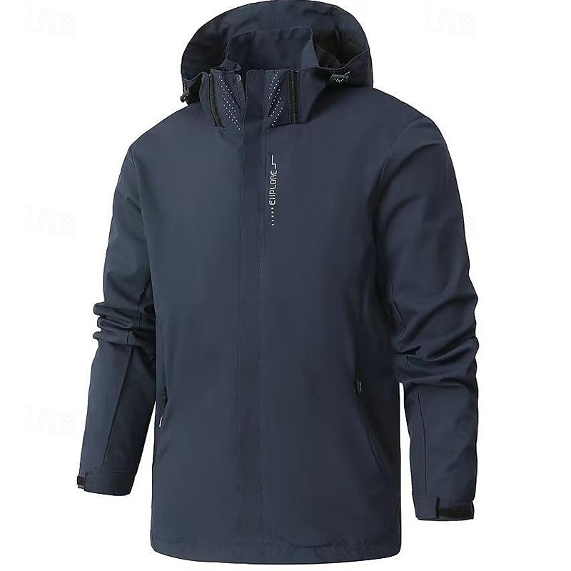 Men's Softshell Jacket Hiking Jacket Outdoor Windproof Water Resistant Hoodie Windbreaker Jacket Camping / Hiking / Caving Traveling Black White Dark Blue Grey3