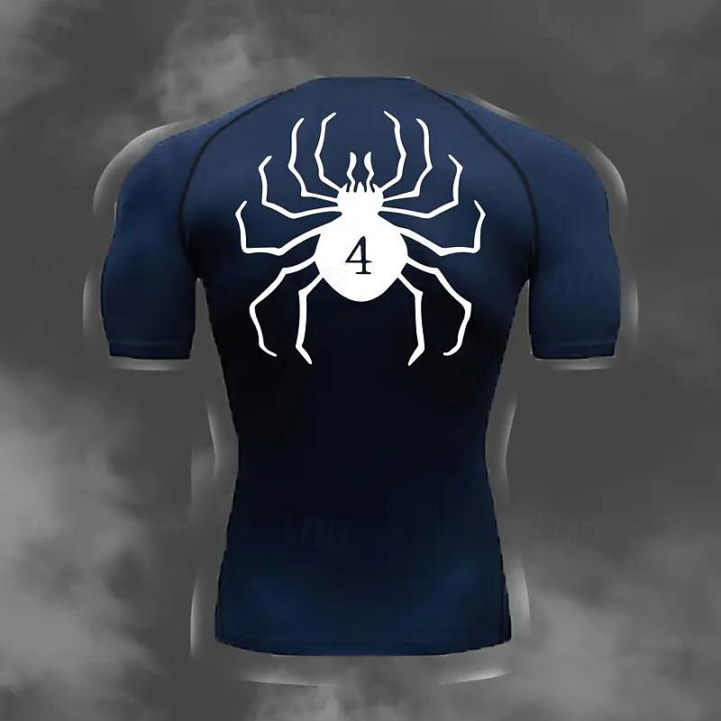 Men's Compression Shirt Athletic Shirt Gym Shirt Fitness Shirt Short Sleeve Tee Tshirt Casual Athleisure Spiders Quick Dry Soft Breathable Gym Workout Walking Jogging Sportswear Activewear Black3