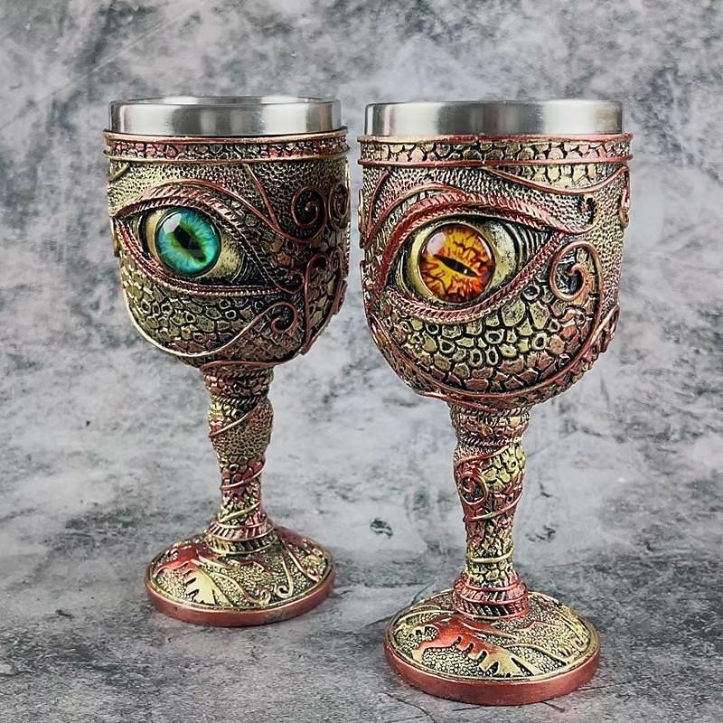 1pc, Dragon Goblet, Vintage Viking Champagne Cup, Stainless Steel And Resin Wine Glass, For Whisky, Cocktail, For Bar, Pub, Club, Restaurant And Home Use, Drinkware Accessories, Halloween Gifts3