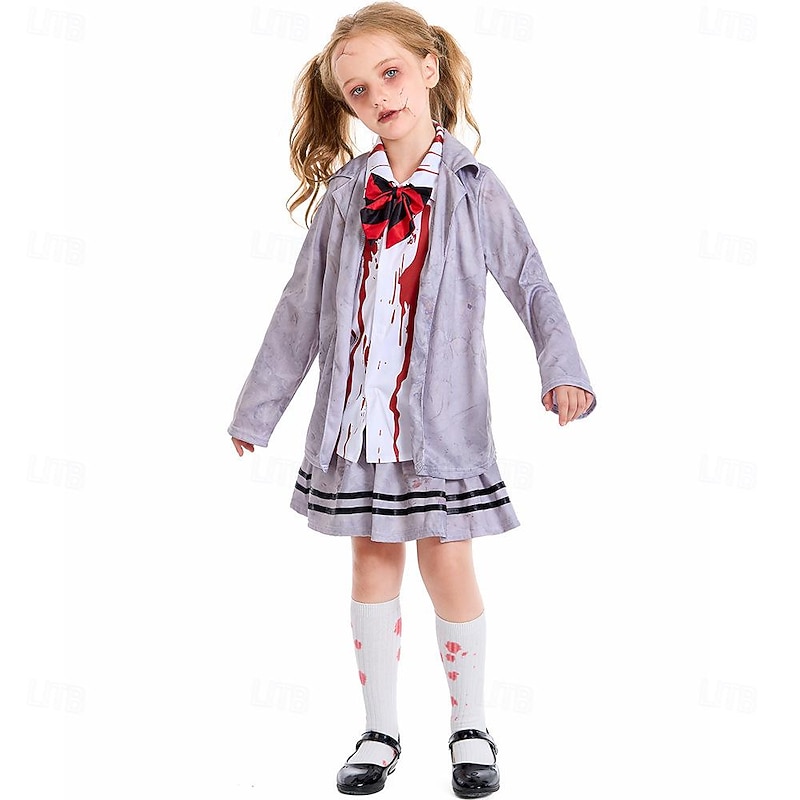 Zombie Student Halloween Cosplay Costume Party Costume Masquerade Outfits Cosplay Kid's Girls' Carnival Masquerade Mardi Gras Performance Party Halloween Easy Halloween Costumes Dress Up4