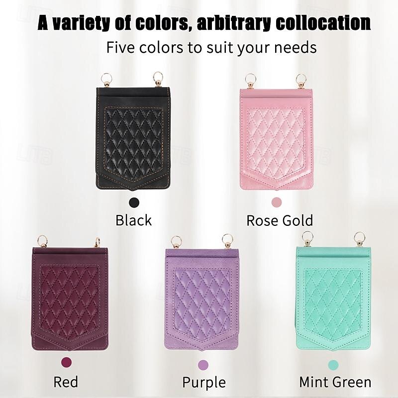 Phone Case For Samsung Galaxy Z Flip 7 Z Flip 6 Z Flip 5 Z Flip 4 Z Flip 3 Flip Cover Mirror with Lanyard Card Slot Geometric Pattern PC PU Leather