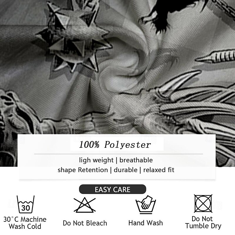 Day of the Dead Men's Skull Zip Polo Shirts Golf Shirt Short Sleeve Polo Shirts Collared Shirts Horror Streetwear Festival Wear Party Outfits 3D Print Quarter Zip Polo Summer Spring Gray3