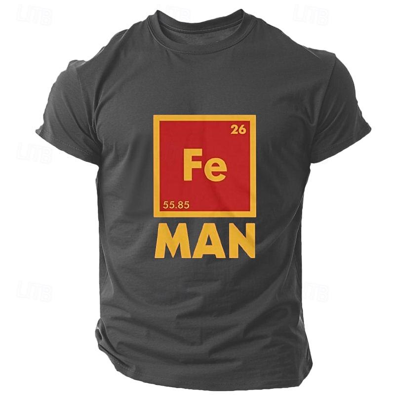 Men's Iron Man Fe Graphic T-Shirt - Periodic Table Science Pun Short Sleeve4
