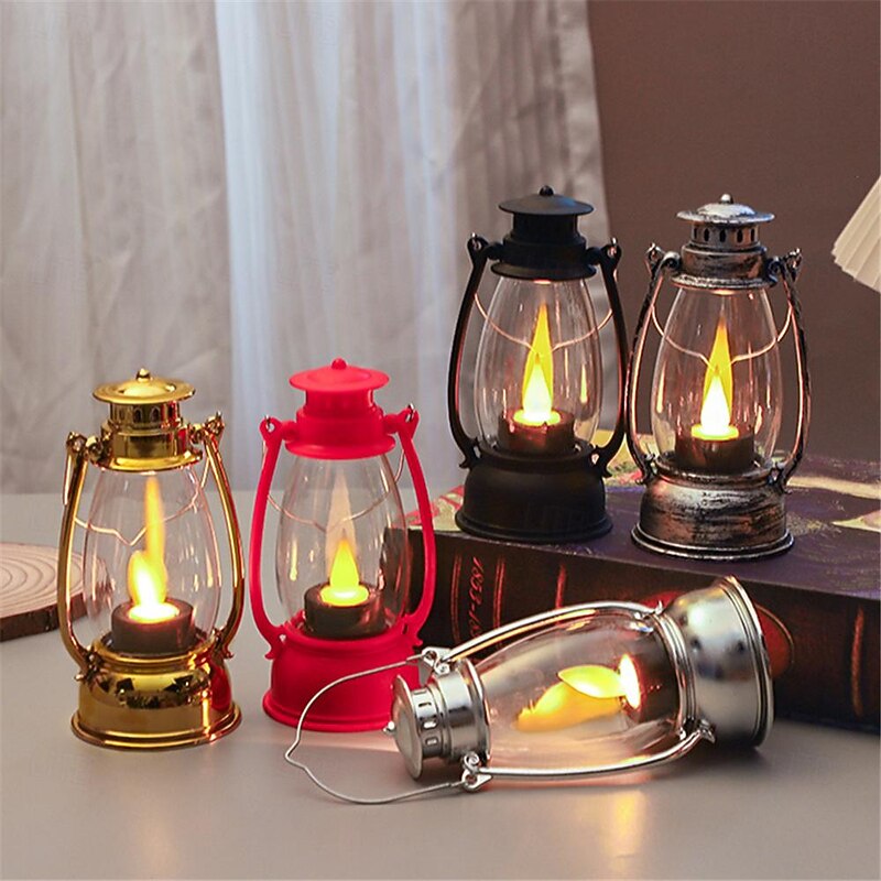 LED Electronic Horse Light Candle Light Retro Small Oil Lamp Electronic Candle Light Creative Nostalgic Wind Light Desktop Ornament Small Night Light Festival Party Decorative Lights 1PC - Main Image