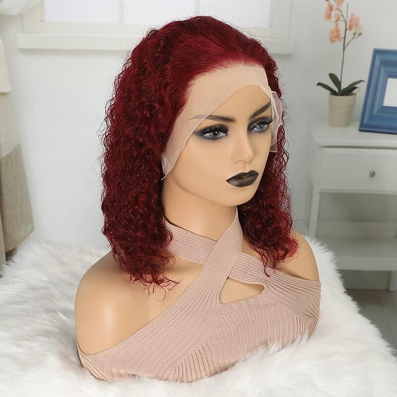 Highlight Short Bob Wig Human Hair Brazilian Curly Wig Hair P4/27 Ombre Brown Honey Blonde 13x4 HD Transparent Lace Front Wig Human Hair Curly Bob Wig Pre Plucked With Baby Hair3