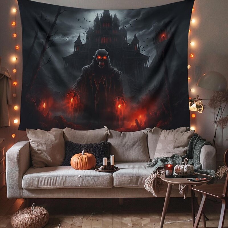 Halloween Decorations Monster Castle Hanging Tapestry Wall Art Large Tapestry Mural Decor Photograph Backdrop Blanket Curtain Home Bedroom Living Room3