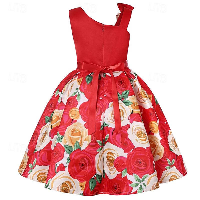 Easter Girls' 3D Flower Party Dress Sleeveless Summer Performance Wedding Party Princess Beautiful Sweet Kids 4-12 Years Party Dress Swing Dress A Line Dress Knee-length Regular Fit2