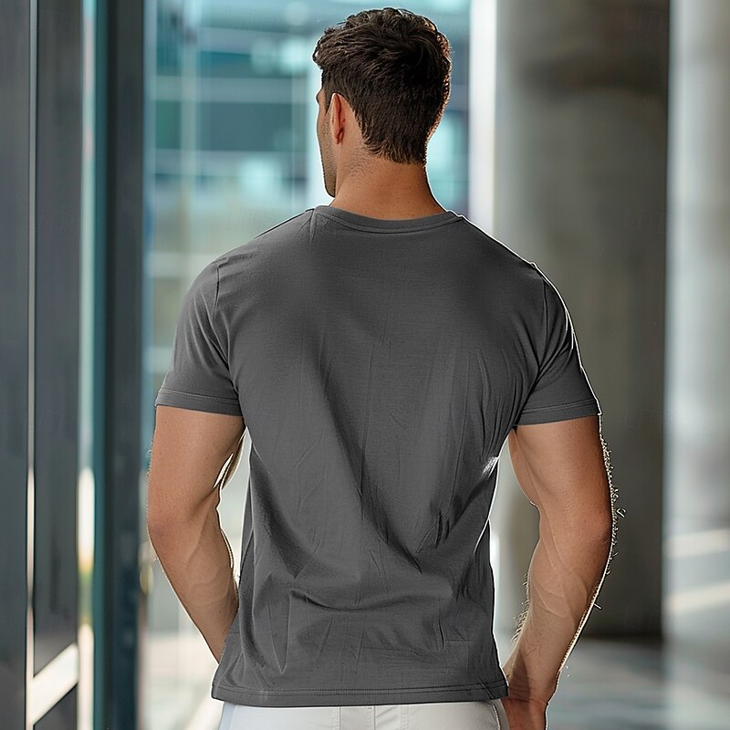 Men's 100% Cotton Fashion Outdoor Casual  T shirt Tee Tee Top Street Casual Daily T shirt Dark Gray Short Sleeve Crew Neck Shirt Spring & Summer Clothing Apparel3