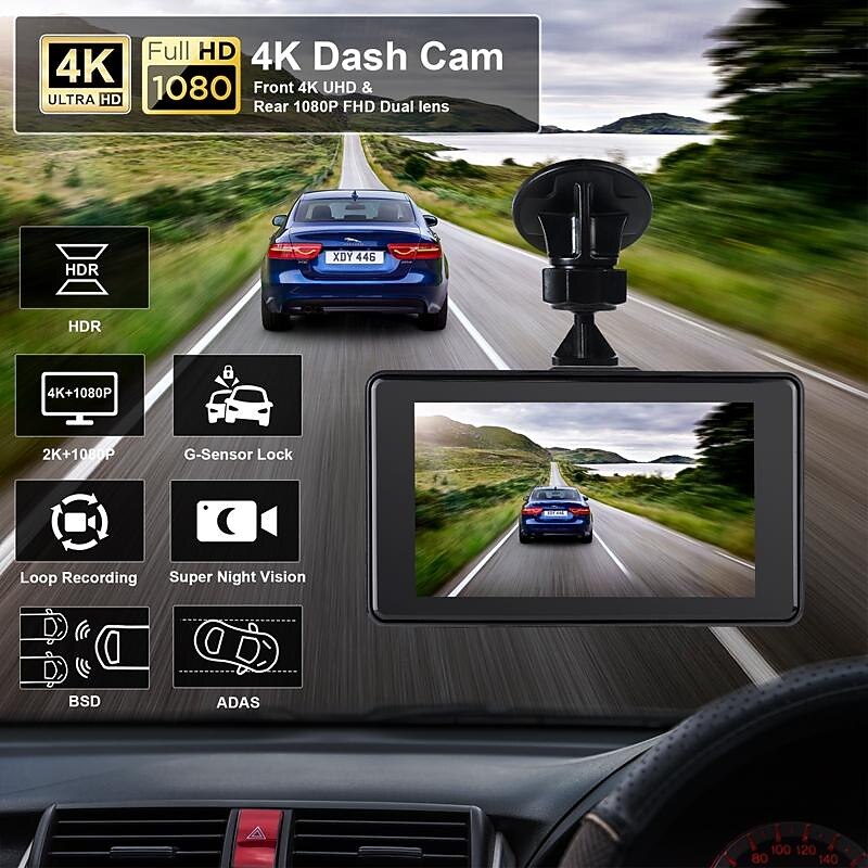 X21+ 2160P  HD with Rear Camera Car DVR 170 Degree Wide Angle 3 inch IPS Dash Cam with WIFI / Night Vision / G-Sensor 4 infrared LEDs Car Recorder2