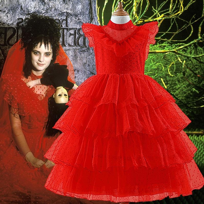 Beetlejuice Ghost Dress Costume Tulle Dresses Cosplay Movie Cosplay for Girls' Kids Carnival Performance Party